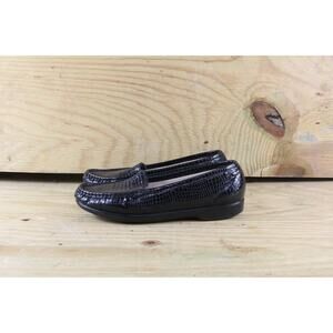 SAS Shoes Womens 8.5 N Simplify Croc Print Tripad Comfort Black Leather Loafers